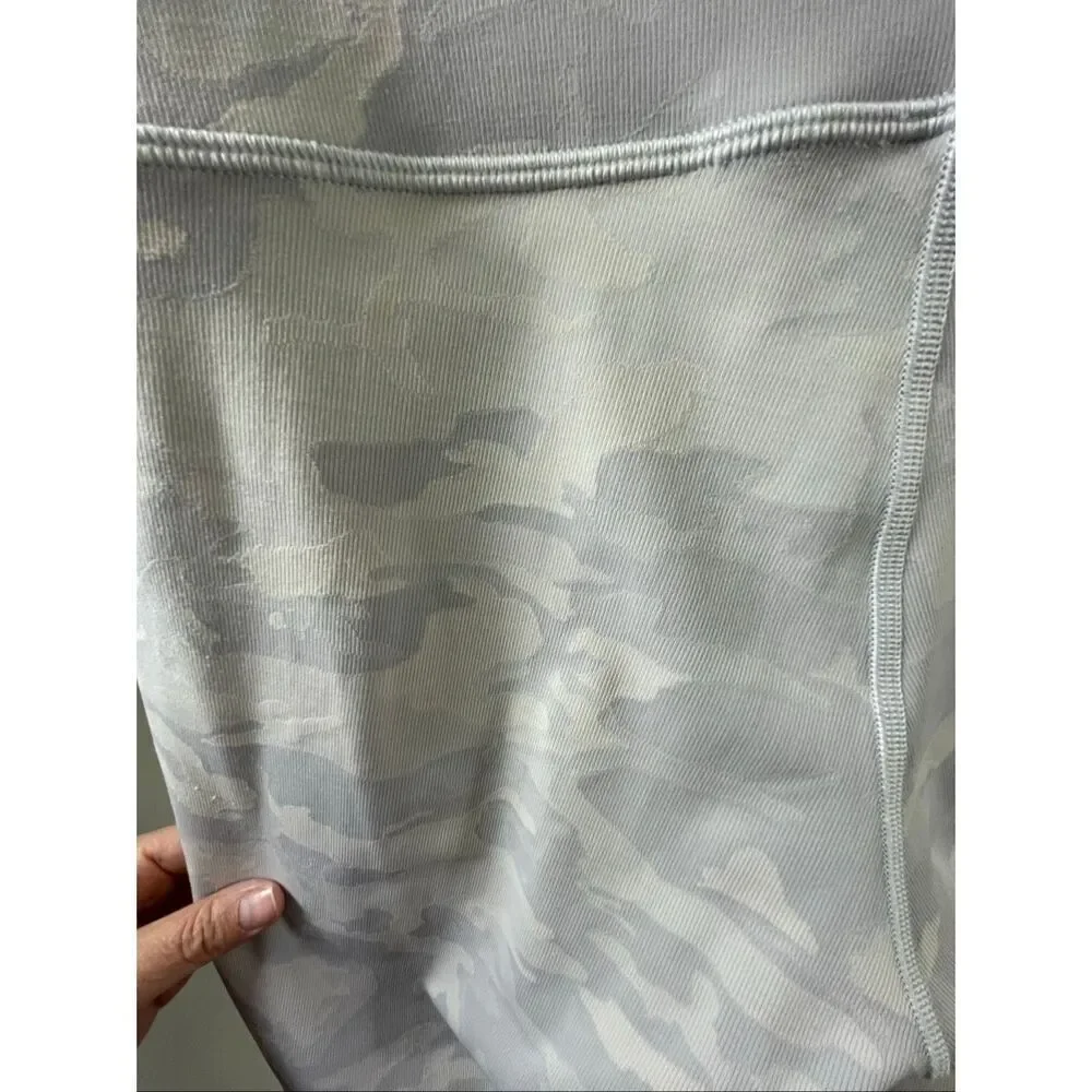 Lululemon Wunder Under High Rise White Camo Jaquard Leggings Size 12